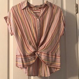 multicolored button collared shirt